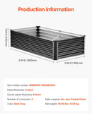 Metāla paaugstinātā dārza dobe 183 × 91 × 46 cm āra cinkota stādīšanas kaste tumši pelēka