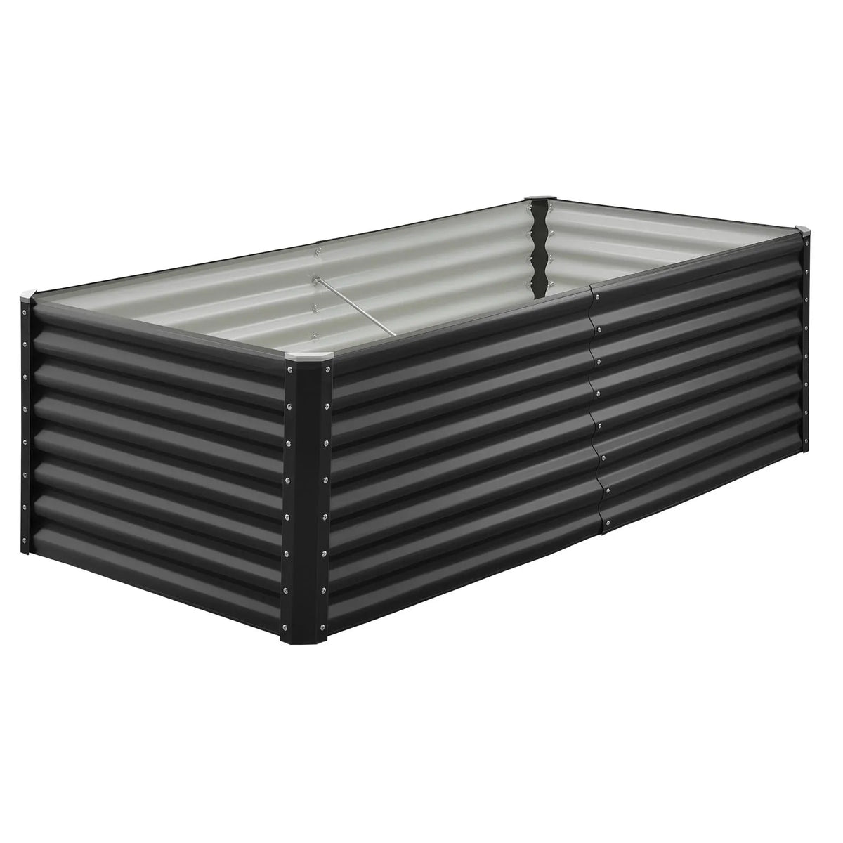 VEVOR Metāla paaugstinātā dārza dobe 1,8 × 0,9 × 0,6 m, āra cinkota stādīšanas kaste ar atvērtu pamatni, liela paaugstinātā dobe dārzeņu, ziedu, garšaugu un sukulentu audzēšanai, tumši pelēka - ZEMLETES.LV