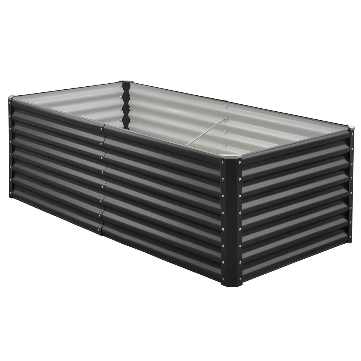VEVOR Metāla paaugstinātā dārza dobe 1,8 × 0,9 × 0,6 m, āra cinkota stādīšanas kaste ar atvērtu pamatni, liela paaugstinātā dobe dārzeņu, ziedu, garšaugu un sukulentu audzēšanai, tumši pelēka - ZEMLETES.LV