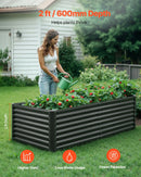 VEVOR Metāla paaugstinātā dārza dobe 1,8 × 0,9 × 0,6 m, āra cinkota stādīšanas kaste ar atvērtu pamatni, liela paaugstinātā dobe dārzeņu, ziedu, garšaugu un sukulentu audzēšanai, tumši pelēka