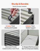 VEVOR Metāla paaugstinātā dārza dobe 1,8 × 0,9 × 0,6 m, āra cinkota stādīšanas kaste ar atvērtu pamatni, liela paaugstinātā dobe dārzeņu, ziedu, garšaugu un sukulentu audzēšanai, tumši pelēka