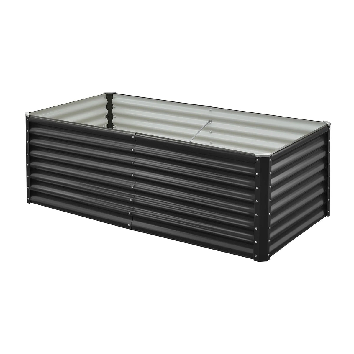 VEVOR Metāla paaugstinātā dārza dobe 1,8 × 0,9 × 0,6 m, āra cinkota stādīšanas kaste ar atvērtu pamatni, liela paaugstinātā dobe dārzeņu, ziedu, garšaugu un sukulentu audzēšanai, tumši pelēka - ZEMLETES.LV
