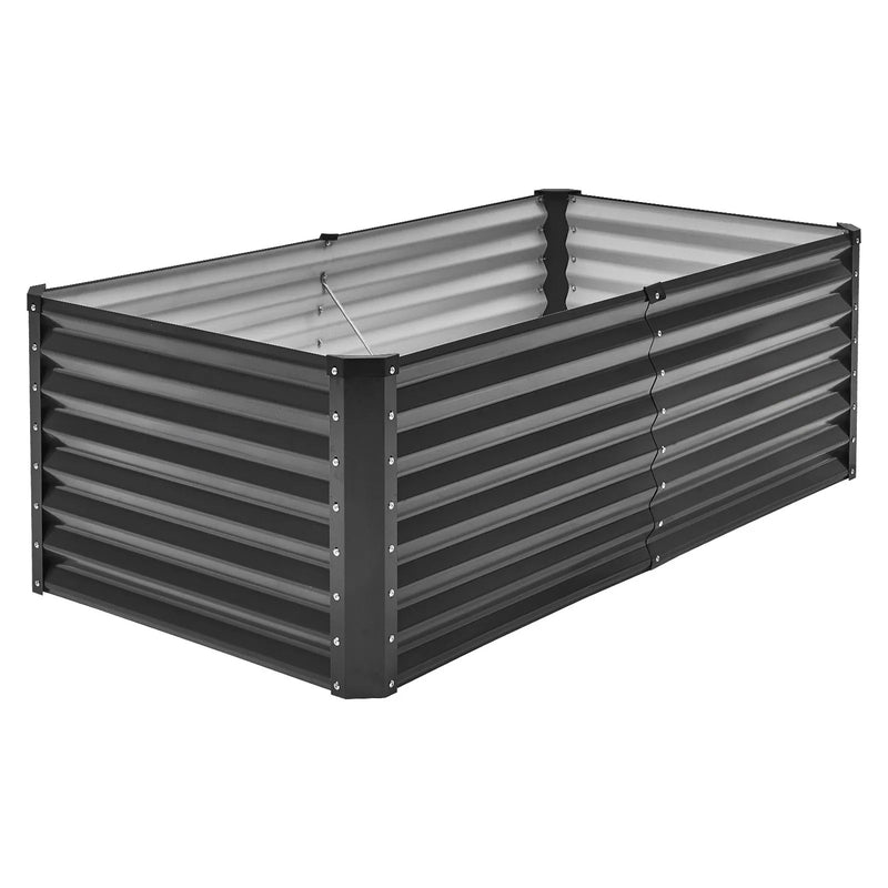 Metāla paaugstinātā dārza dobe 183 × 91 × 61 cm āra cinkota stādīšanas kaste tumši pelēka