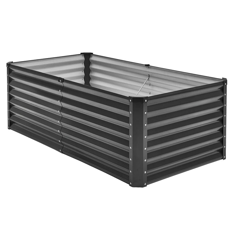 Metāla paaugstinātā dārza dobe 183 × 91 × 61 cm āra cinkota stādīšanas kaste tumši pelēka