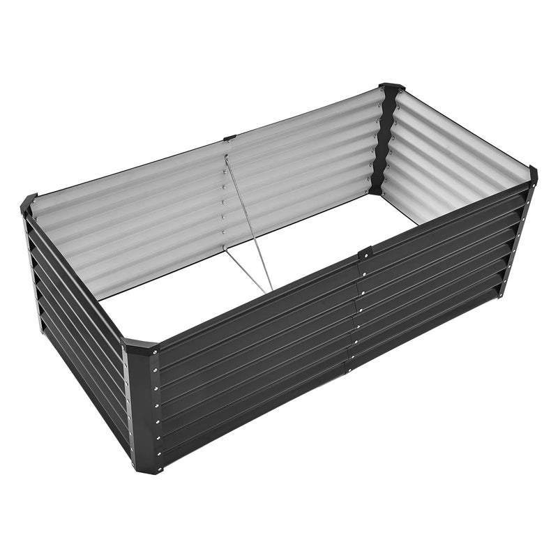 Metāla paaugstinātā dārza dobe 183 × 91 × 61 cm āra cinkota stādīšanas kaste tumši pelēka