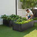 Metāla paaugstinātā dārza dobe 183 × 91 × 61 cm āra cinkota stādīšanas kaste tumši pelēka