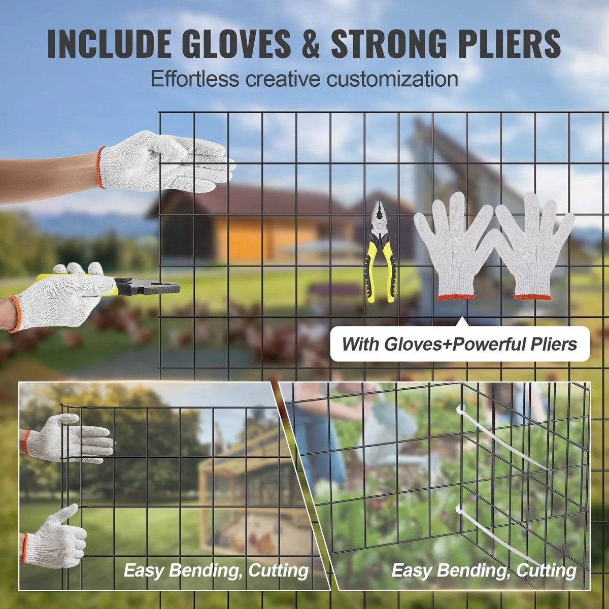 Metal mesh 61 × 1524 cm, 16 Ga galvanised wire with vinyl coating, chicken fence, rabbit and snake protection, poultry enclosures