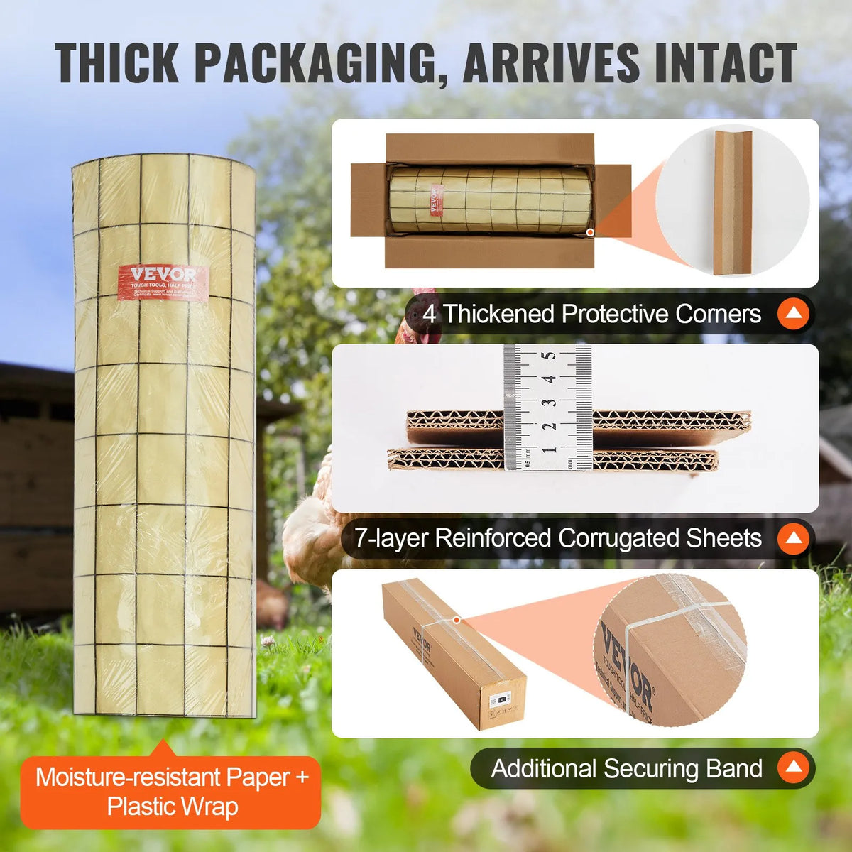 Metal mesh 61 × 1524 cm, 16 Ga galvanised wire with vinyl coating, chicken fence, rabbit and snake protection, poultry enclosures