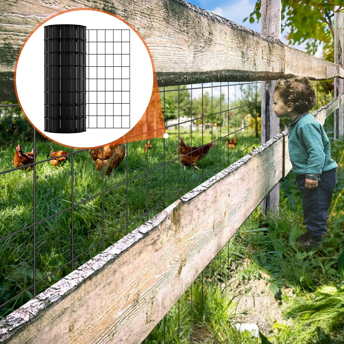 Metal mesh 61 × 1524 cm, 16 Ga galvanised wire with vinyl coating, chicken fence, rabbit and snake protection, poultry enclosures