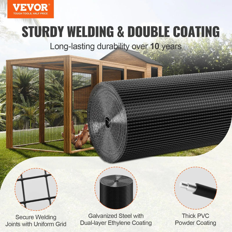 Cinkota metāla sieta rullis 910 × 30 480 мм, 19 Gauge, ar vinila pārklājumu, vistas kūtīm, trušu un čūsku žogiem, mājputnu nožogojumiem