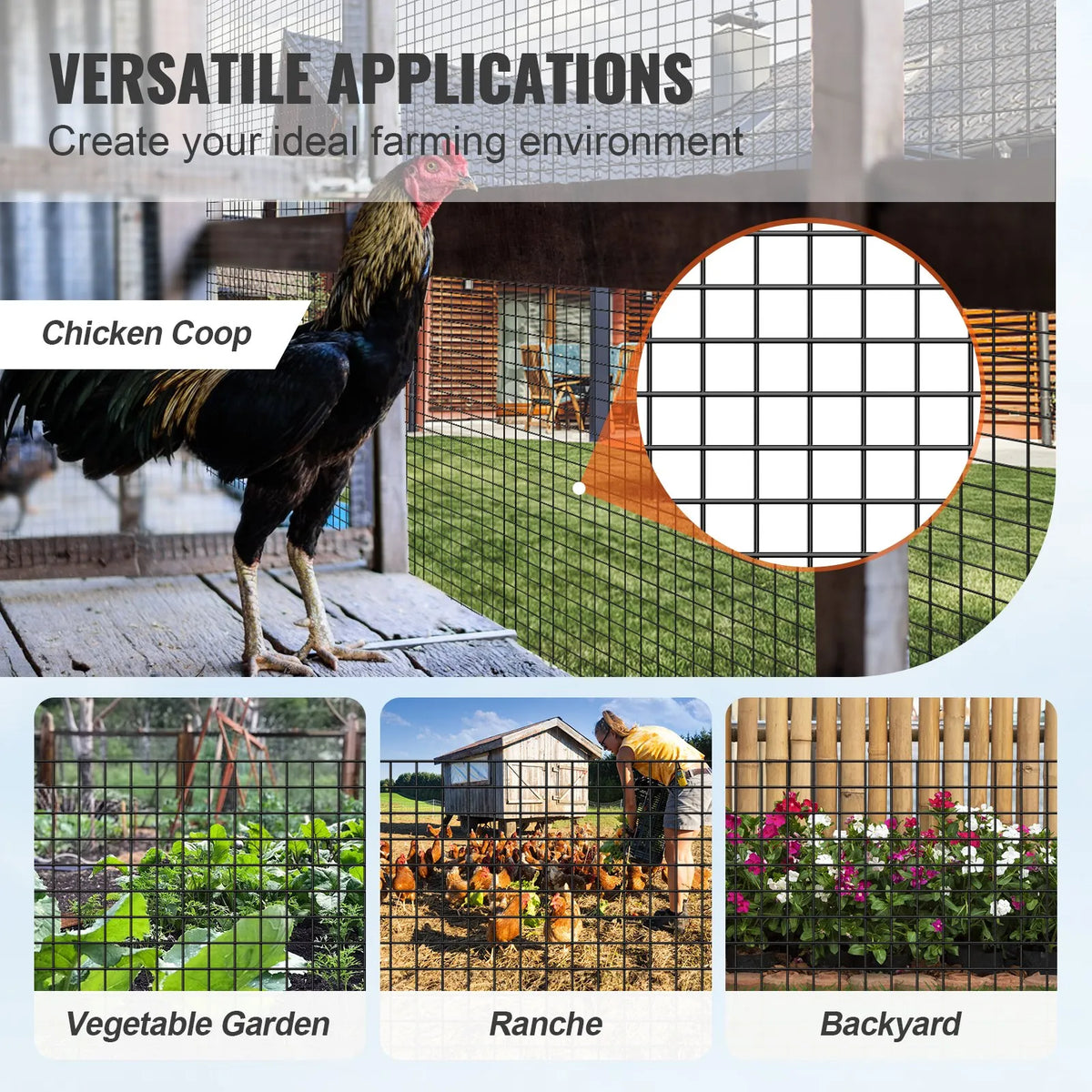 Galvanised Metal Mesh Roll 910 × 30 480 mm, 19 Gauge, with Vinyl Coating, for Chicken Coops, Rabbit and Snake Fencing, Poultry Enclosures