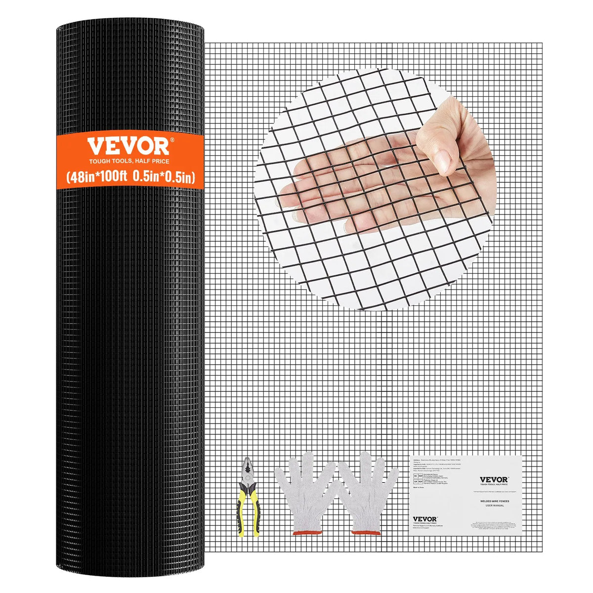 Metal mesh 1220 × 30 480 mm, 1.0 mm wire, hot-dipped galvanised with vinyl coating, for chicken coops, rabbit and snake fencing, bird enclosures