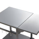 VEVOR pārvietojams āra grila un ēdināšanas galds ar diviem plauktiem, BBQ pārtikas sagatavošanas galds ar salokāmu metāla darba virsmu, portatīvs modulārs galds picas krāsnij, darba galds ar 2 riteņiem un pārnēsāšanas rokturi