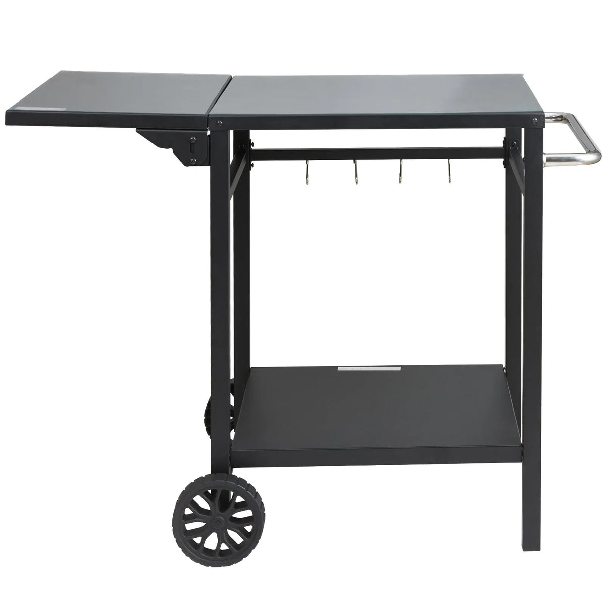 VEVOR Portable Outdoor Grill and Dining Table with Two Shelves, BBQ Food Preparation Table with Foldable Metal Work Surface, Portable Modular Table for Pizza Oven, Work Table with 2 Wheels and Carrying Handle