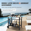 VEVOR nerūsējošā tērauda āra grila galds ar dubultplauktu, pārvietojams, daudzfunkcionāls, piemērots BBQ un picas krāsnīm, 2 riteņi un rokturis