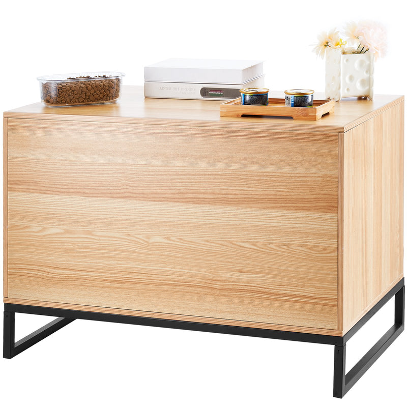 VEVOR slēptā kaķu tualetes kaste mēbelē ar 2 durvīm, 80 × 51 × 56 cm, dabīga koka krāsā