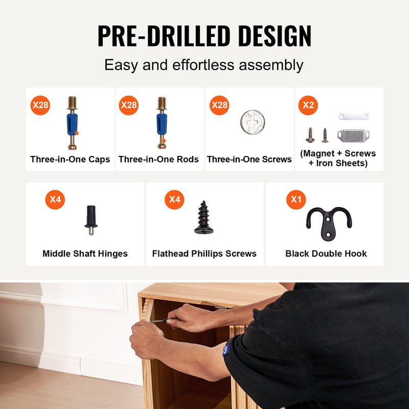 VEVOR slēptā kaķu tualetes kaste mēbelē ar 2 durvīm, 80 × 51 × 56 cm, dabīga koka krāsā