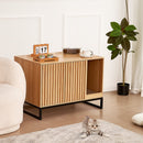 VEVOR slēptā kaķu tualetes kaste mēbelē ar 2 durvīm, 80 × 51 × 56 cm, dabīga koka krāsā