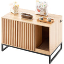 VEVOR slēptā kaķu tualetes kaste mēbelē ar 2 durvīm, 80 × 51 × 56 cm, dabīga koka krāsā