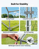 VEVOR metāla vistas kūts 3 × 4 × 2 m ieejama pastaigu zona ar pārsegu, smailā jumta mājputnu iežogojums ar drošības slēdzi — piemērots vistām, pīlēm, trušiem un citiem mājdzīvniekiem pagalmam un saimniecībai