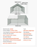 VEVOR metāla vistas kūts 3 × 4 × 2 m ieejama pastaigu zona ar pārsegu, smailā jumta mājputnu iežogojums ar drošības slēdzi — piemērots vistām, pīlēm, trušiem un citiem mājdzīvniekiem pagalmam un saimniecībai