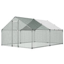 VEVOR metāla vistu voljērs 3 × 4 × 2 m, ieejams mājputnu aploks ar ūdensizturīgu jumta pārsegu, smailu jumtu un slēdzamām durvīm, vistām, pīlēm, trušiem un citiem mājputniem