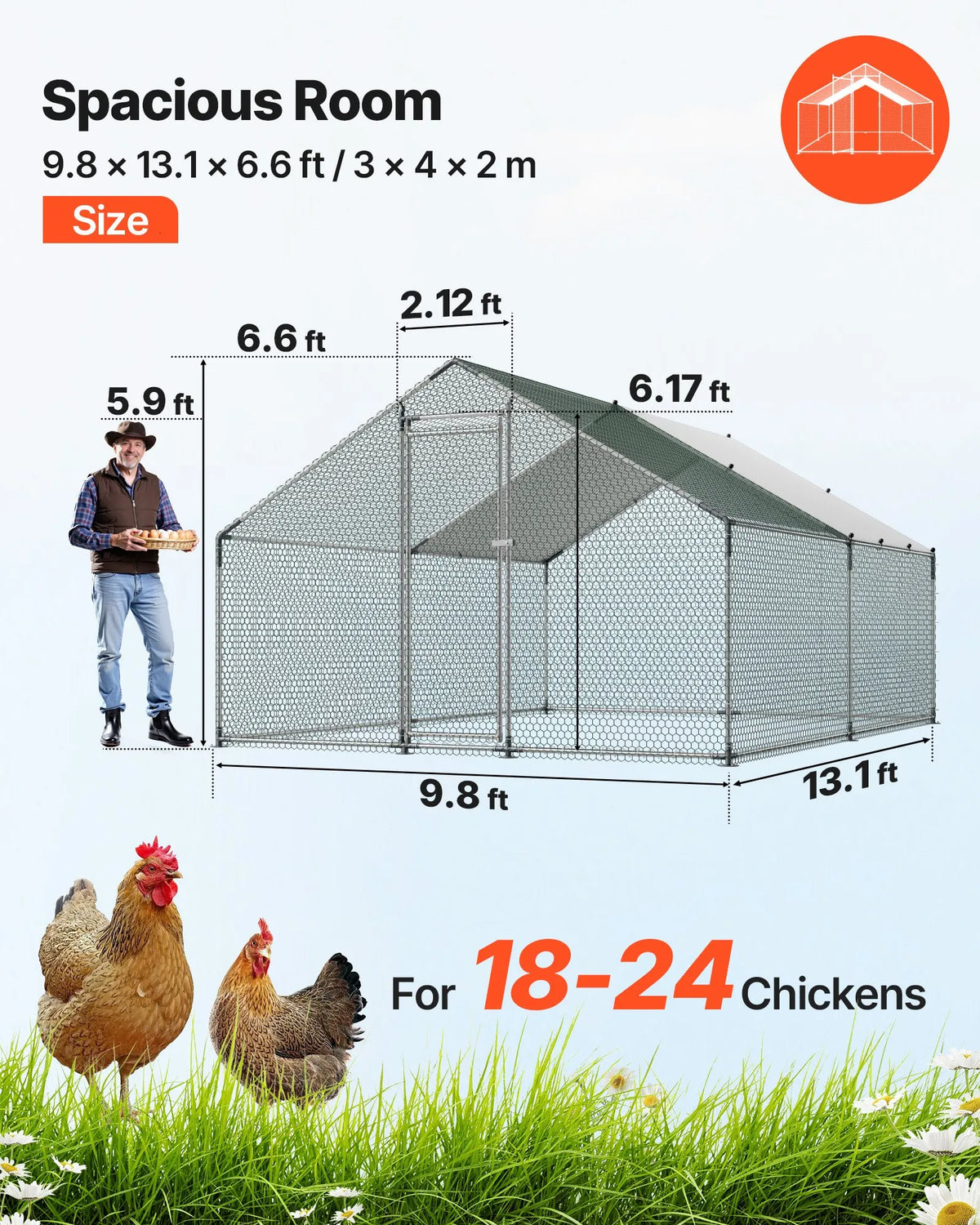 VEVOR metallist kanavoljäär viilkatuse, veekindla katte ja lukustatava uksega, 3 × 4 × 2 m
