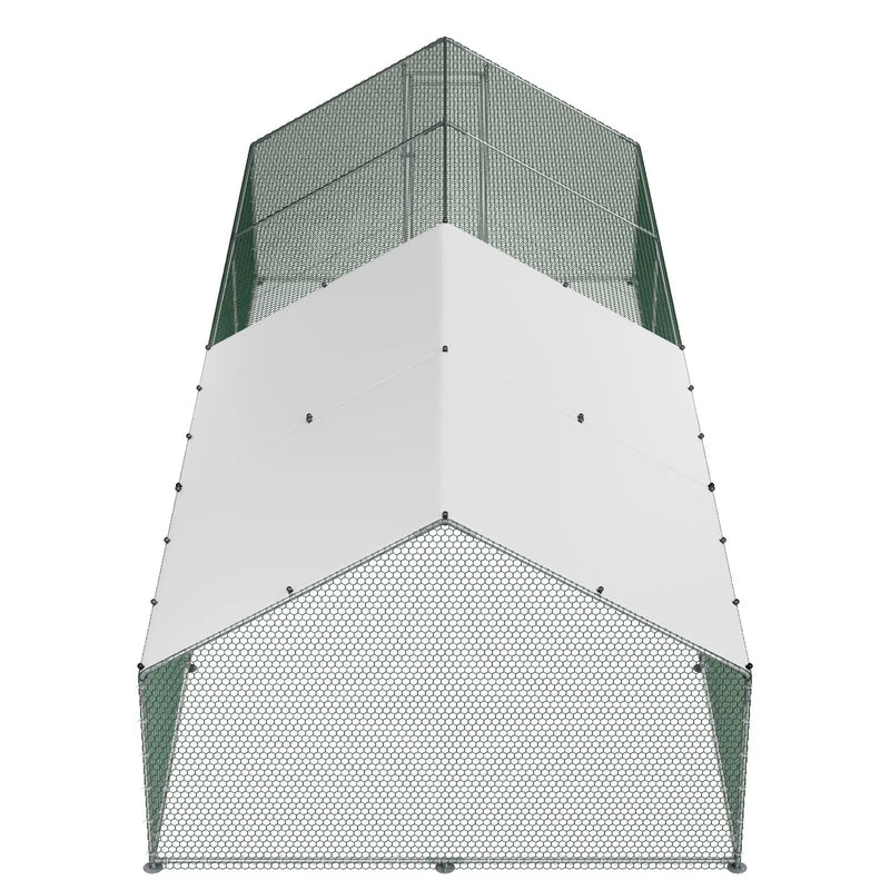 VEVOR metāla vistu aploks, 3 × 8 × 2 m, liels ieejams putnu voljērs ar pārsegu, arkas tipa jumts, drošības slēdzene, āra būris vistām, pīlēm un trušiem pagalmam vai saimniecībai