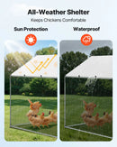 VEVOR metāla vistu aploks, 3 × 8 × 2 m, liels ieejams putnu voljērs ar pārsegu, arkas tipa jumts, drošības slēdzene, āra būris vistām, pīlēm un trušiem pagalmam vai saimniecībai