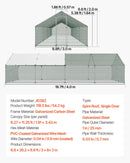 VEVOR metāla vistu aploks, 3 × 8 × 2 m, liels ieejams putnu voljērs ar pārsegu, arkas tipa jumts, drošības slēdzene, āra būris vistām, pīlēm un trušiem pagalmam vai saimniecībai