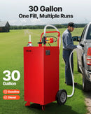 VEVOR pārvietojama degvielas tvertne ar elektrisko sūkni, 114 l, 32 l/min, 2 riteņi, 3 m šļūtene, benzīnam un dīzeļdegvielai