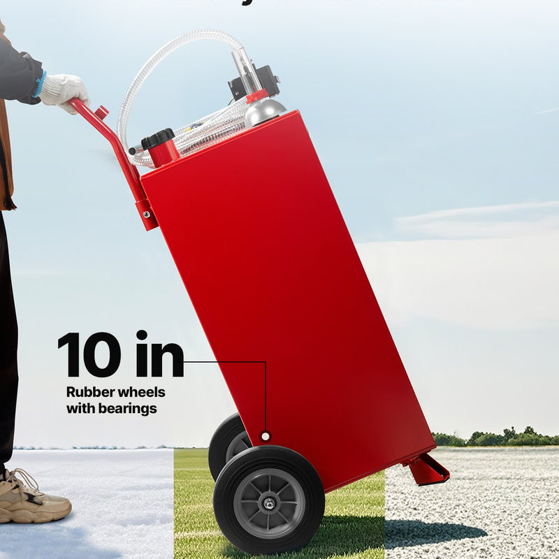 VEVOR pārvietojama degvielas tvertne ar elektrisko sūkni, 114 l, 32 l/min, 2 riteņi, 3 m šļūtene, benzīnam un dīzeļdegvielai