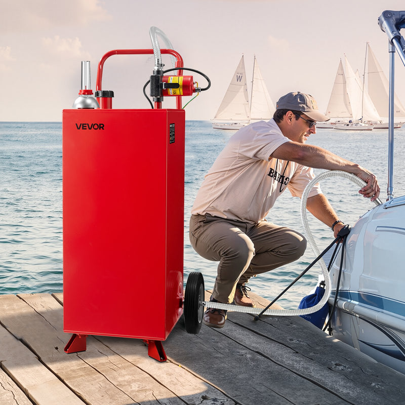 VEVOR pārvietojama degvielas tvertne ar elektrisko sūkni, 114 l, 32 l/min, 2 riteņi, 3 m šļūtene, benzīnam un dīzeļdegvielai