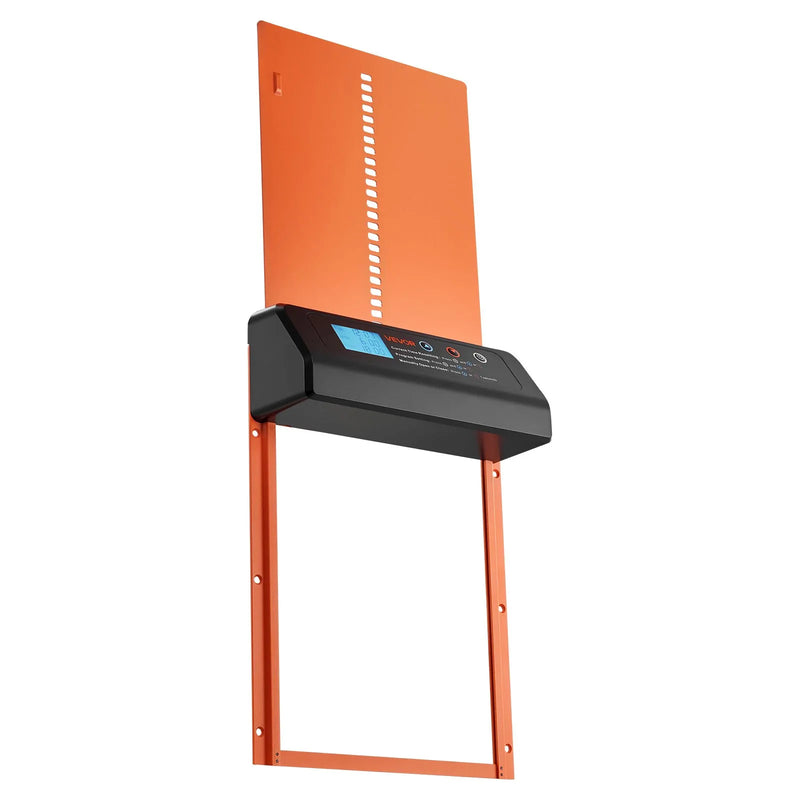 VEVOR automātiskās vistas kūts durvis, akumulatora darbināmas, ar taimeri un manuālo iestatīšanu, pretpiestiprināšanas drošību, izturīgu alumīnija sakausējumu, vistas ieejas vārtu atvērējs ar ūdensizturīgu blīvējumu, oranžas