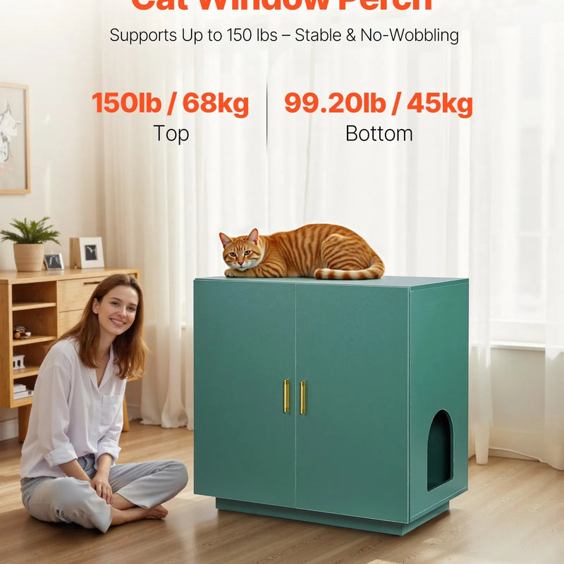 VEVOR kaķu tualetes skapītis ar ventilāciju un 2 durvīm, 80 cm