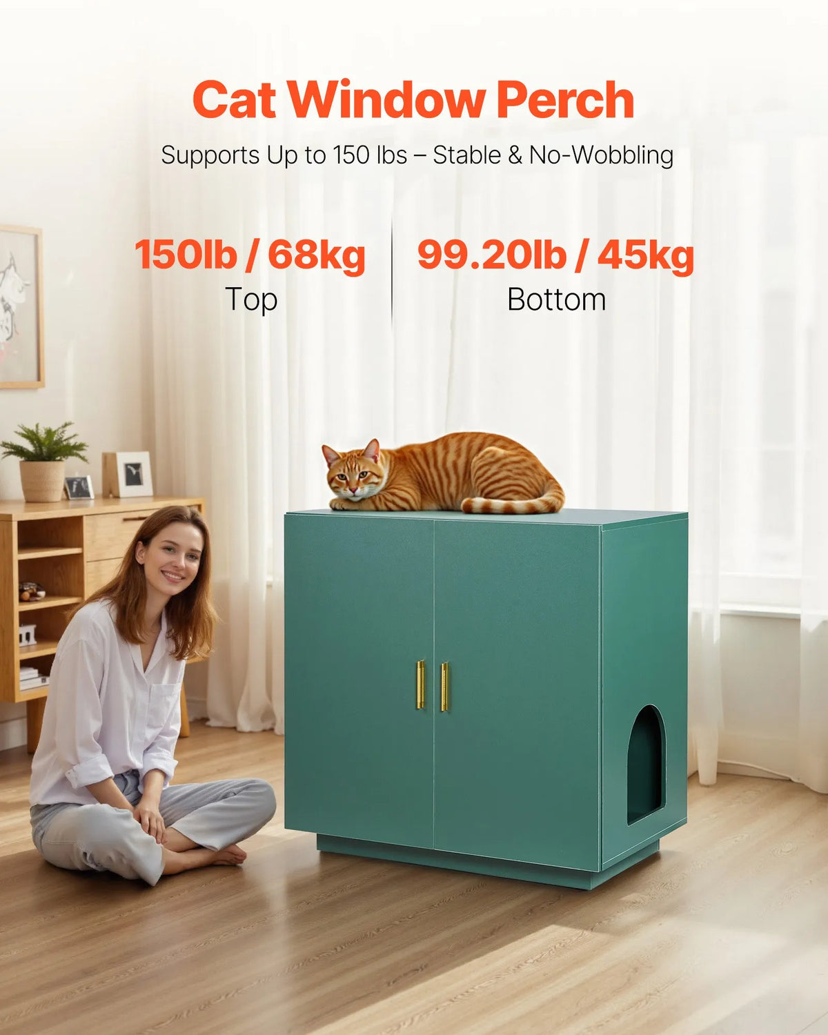 VEVOR Cat Litter Box Cabinet with Ventilation and 2 Doors, 80 cm