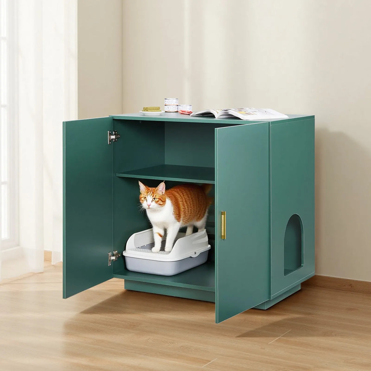 VEVOR Cat Litter Box Cabinet with Ventilation and 2 Doors, 80 cm