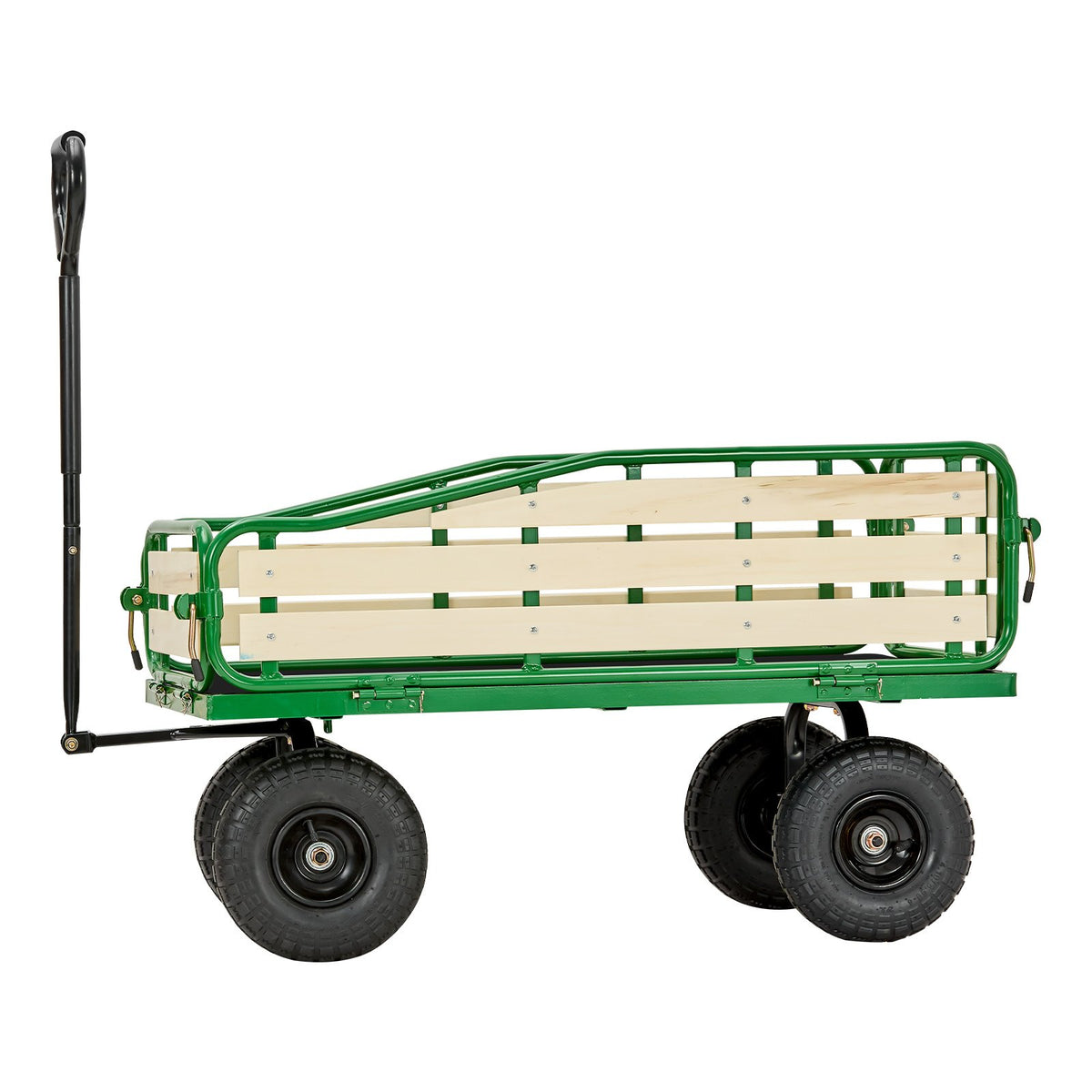 VEVOR bērnu velkamie ratiņi 101 cm ar salokāmu koka bortu un rokturi, kravnesība līdz 250 kg, 25,4 cm bezceļu riepas, universāls ratiņš dārzam un pludmalei, piemērots kā dāvana bērniem - ZEMLETES.LV