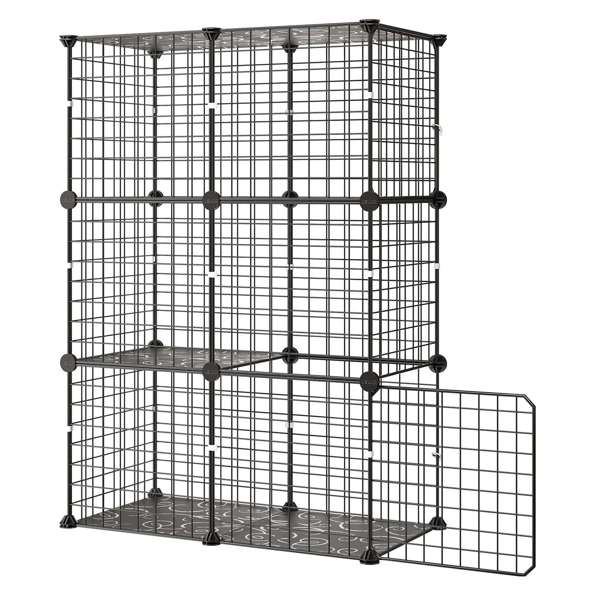 VEVOR 3-уровневая клетка для кошек, 71,1 × 35,5 × 104,1 см, чёрная