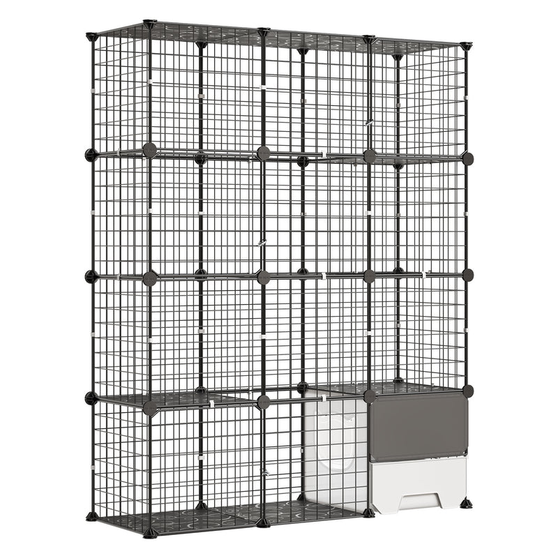 VEVOR 4 līmeņu kaķu būris ar pakaišu kasti, 104,1 × 35,5 × 139,7 cm