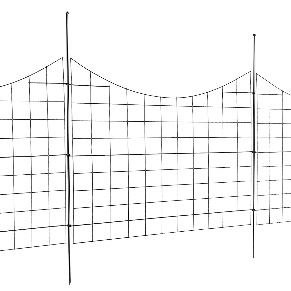 Garden Metal Fence for Animal Barrier 92.9 × 74.9 cm with 16 cm Picket Spacing, 5 Piece Set