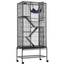 VEVOR 175 cm Metāla mazo dzīvnieku būris 4 līmeņu ritenīšu sesku būris ar paliktni un 3 rampām
