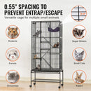 VEVOR 175 cm Metāla mazo dzīvnieku būris 4 līmeņu ritenīšu sesku būris ar paliktni un 3 rampām