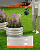 VEVOR 3 gab. cinkotas paaugstinātās dārza dobes 60 × 60 × 30 cm, apaļas metāla stādīšanas kastes bez apakšas ar cimdiem, Alu-cinka materiāls, ziedu, dārzeņu un garšaugu audzēšanai, bēša krāsa