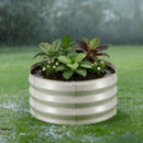 VEVOR 3 gab. cinkotas paaugstinātās dārza dobes 60 × 60 × 30 cm, apaļas metāla stādīšanas kastes bez apakšas ar cimdiem, Alu-cinka materiāls, ziedu, dārzeņu un garšaugu audzēšanai, bēša krāsa