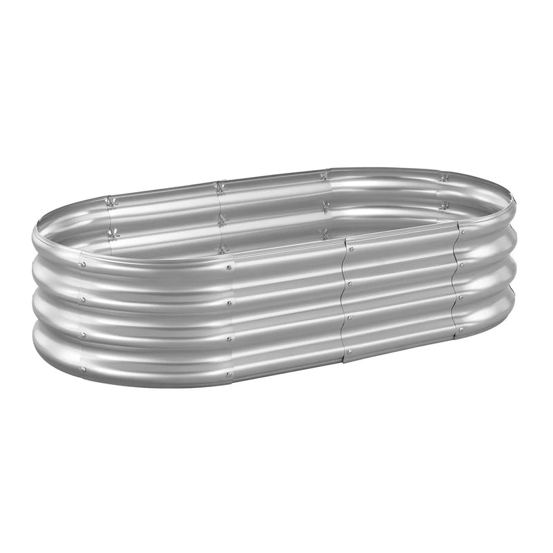 VEVOR metāla paaugstinātā dārza dobe 1,2 × 0,6 × 0,3 m, ovāla cinkota stādīšanas kaste ar atvērtu apakšu, liela stādāmā dobe dārzeņiem, ziediem un sukulentiem, cinkota krāsa