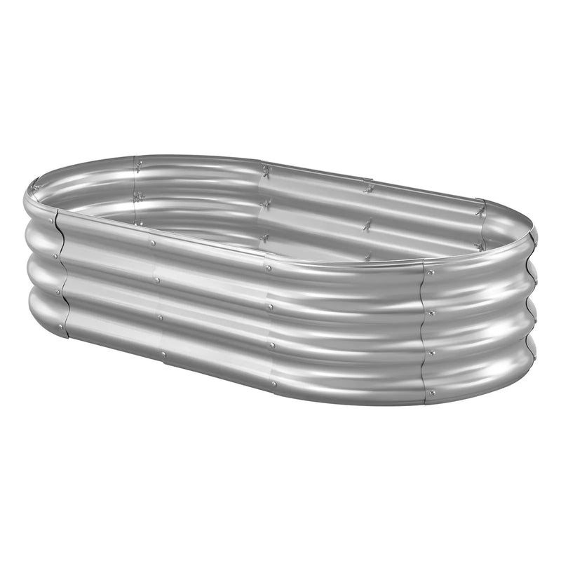 VEVOR metāla paaugstinātā dārza dobe 1,2 × 0,6 × 0,3 m, ovāla cinkota stādīšanas kaste ar atvērtu apakšu, liela stādāmā dobe dārzeņiem, ziediem un sukulentiem, cinkota krāsa