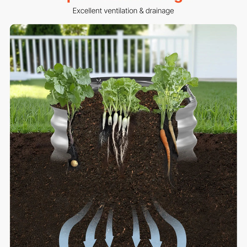 VEVOR metāla paaugstinātā dārza dobe 1,2 × 0,6 × 0,3 m, ovāla cinkota stādīšanas kaste ar atvērtu apakšu, liela stādāmā dobe dārzeņiem, ziediem un sukulentiem, cinkota krāsa