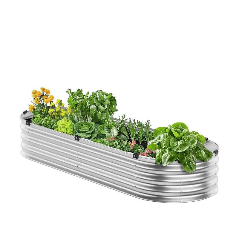 Metāla paaugstinātā dārza dobe 122 × 61 × 30 см āra cinkota stādīšanas kaste sudraba krāsā