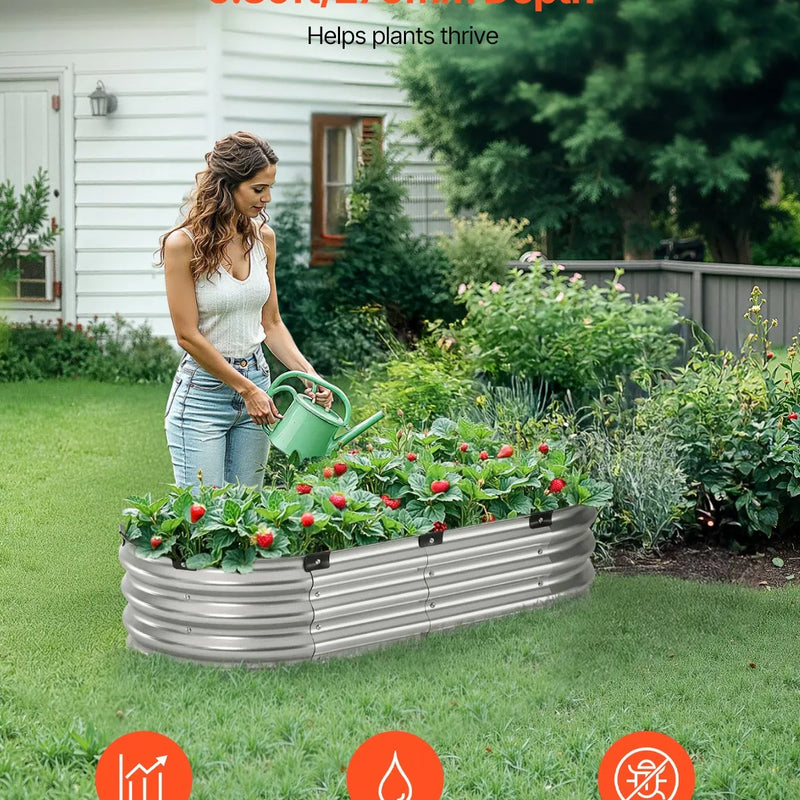 Metāla paaugstinātā dārza dobe 122 × 61 × 30 см āra cinkota stādīšanas kaste sudraba krāsā